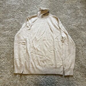 J Crew BC523 Men's Sz M Beige Heather 100% Cashmere Turtleneck Sweater $188